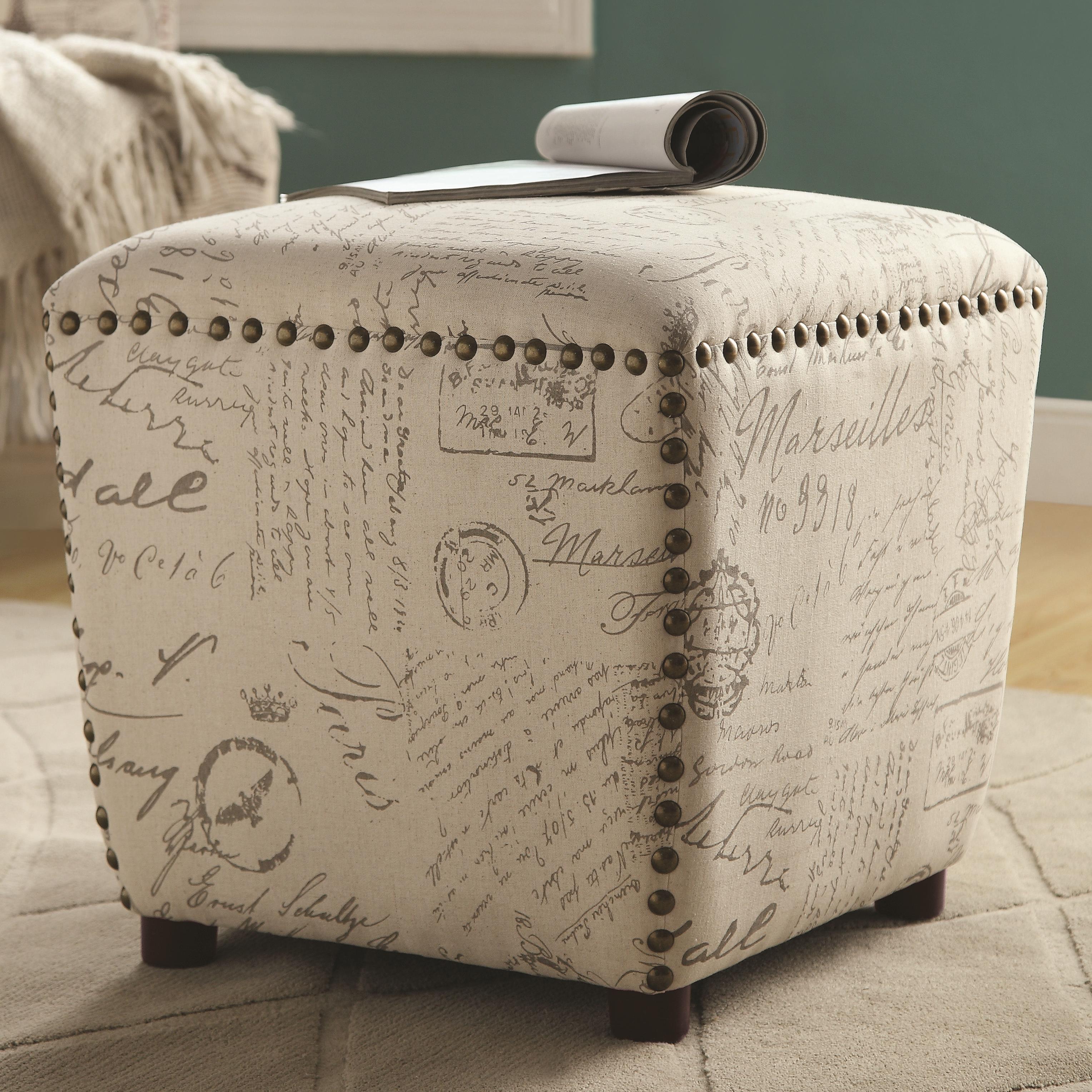 Coaster Ottomans 501108 Upholstered Ottoman w Nailhead Trim
